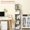 LIBRERIA MODERNA SALVASPAZIO A 5 RIPIANI IN LEGNO 33X28X161CM GRIGIO E BIANCO