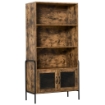 MOBILE LIBRERIA DESIGN INDUSTRIALE CON RIPIANI MARRONE E NERO 81X40X160 CM