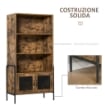 MOBILE LIBRERIA DESIGN INDUSTRIALE CON RIPIANI MARRONE E NERO 81X40X160 CM