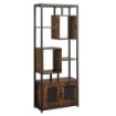 MOBILE LIBRERIA IN STILE INDUSTRIAL 8 RIPIANI E 2 ANTE 70X30X180CM MARRONE