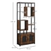 MOBILE LIBRERIA IN STILE INDUSTRIAL 8 RIPIANI E 2 ANTE 70X30X180CM MARRONE