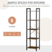 LIBRERIA STILE INDUSTRIALE A 5 SCAFFALI 40X30X154CM MARRONE