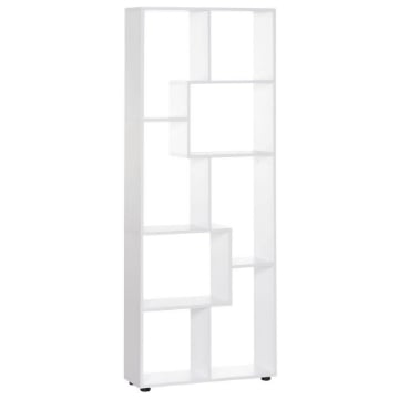 LIBRERIA MODERNA A 8 RIPIANI IN LEGNO TRUCIOLARE 70X24X178 CM BIANCO