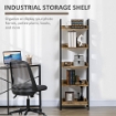 LIBRERIA STILE INDUSTRIALE 5 RIPIANI IN LEGNO E METALLO 48X30X155CM MARRONE