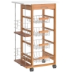 CARRELLO DA CUCINA IN LEGNO CON 4 CESTELLI METALLICI 47X37X83 CM MARRONE