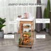 CARRELLO DA CUCINA IN LEGNO CON 4 CESTELLI METALLICI 47X37X83 CM MARRONE