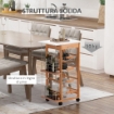 CARRELLO DA CUCINA IN LEGNO CON 4 CESTELLI METALLICI 47X37X83 CM MARRONE