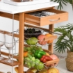 CARRELLO DA CUCINA IN LEGNO CON 4 CESTELLI METALLICI 47X37X83 CM MARRONE