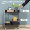 CARRELLO PORTAVIVANDE A 2 LIVELLI IN METALLO 63X40.4X83.5 CM NERO