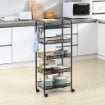 CARRELLO DA CUCINA CON 5 CESTINI A RETE IN ACCIAIO 45X26.5X106CM NERO