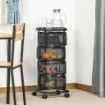 CARRELLO PORTAVIVANDE CON 4 CESTELLI IN ACCIAIO E PP 33X33X77 CM NERO