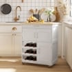 CARRELLO PORTAVIVANDE PER CUCINA 67X37X87CM IN LEGNO BIANCO