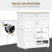 CARRELLO PORTAVIVANDE PER CUCINA 67X37X87CM IN LEGNO BIANCO