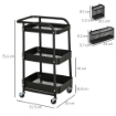 CARRELLO MULTIUSO A  3 LIVELLI IN ACCIAIO 51.5X32X75.6 CM NERO