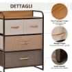 CASSETTIERA CON 4 CASSETTI IN TESSUTO E RIPIANO RIGIDO IN LEGNO 58X29X78.5CM