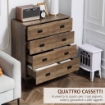 CASSETTIERA CON 4 CASSETTI 80X39X95 CM IN LEGNO MARRONE SCURO