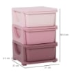 CASSETTIERA IN PLASTICA CON 3 CASSETTI 37X37X56.5CM ROSA