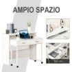 SCRIVANIA SINGOLA PER CAMERA E UFFICIO CON CASSETTI E RUOTE 100X36X88CM BIANCO