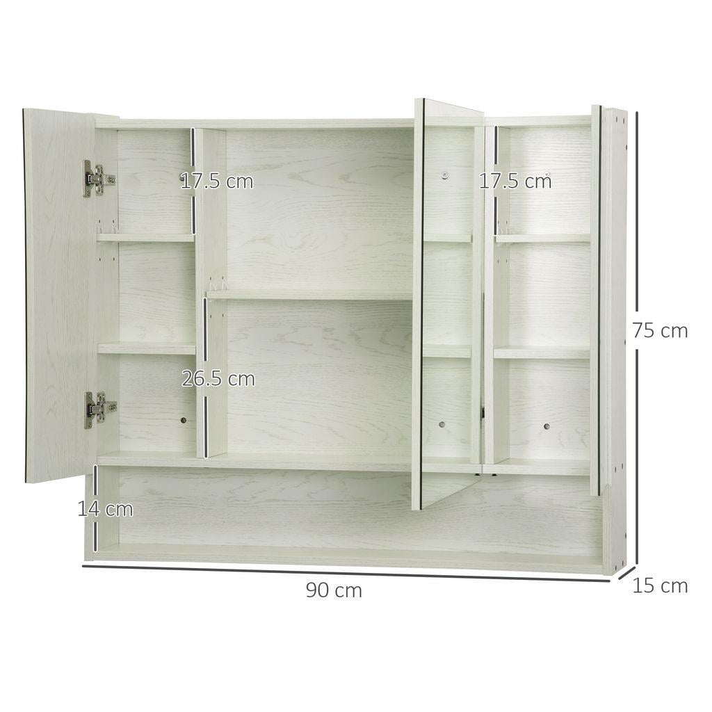 WATERJOY Armadietto Da Parete Per Bagno 60x19x71 Cm – Con Ante E Ripiani Regolabili, Bianco, Salvaspazio Per Piccoli Ambienti