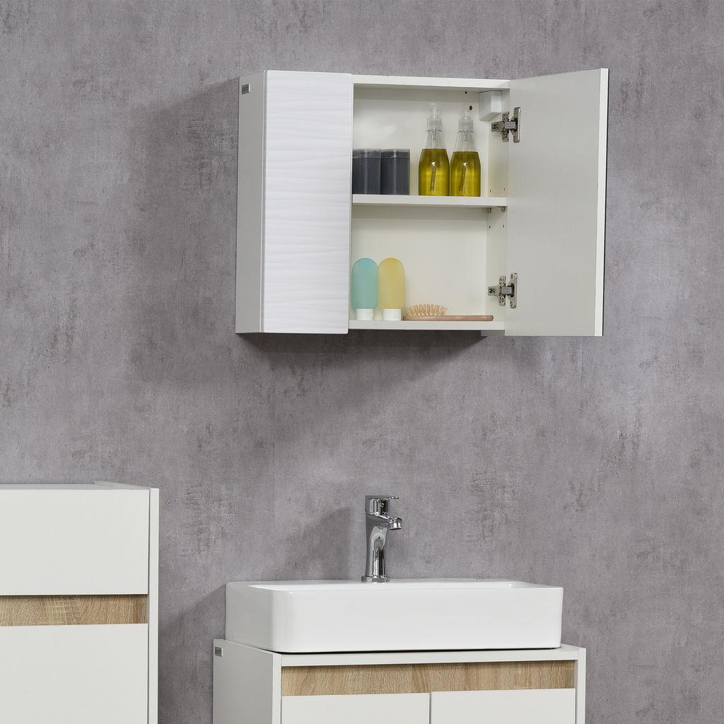 Artforma Specchio Da Bagno Con Luci LED E 3 Ripiani - Personalizzabile - 102x53 Cm - Bianco, Controluce LED