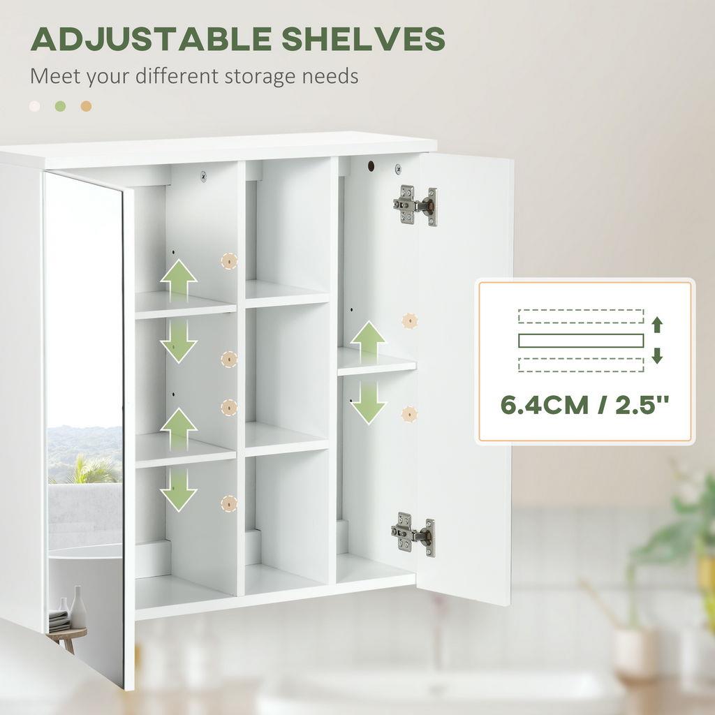Kleankin Armadietto Da Parete Per Bagtho Con Specchio, Armadietto Da Parete Per Bagtho Con Specchio Armadietto Da Toilette 3 Porte A Specchio Ripiani Regolabili~1vq9luv9i7001