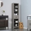 COLONNA BAGNO IN TRUCIOLATO CON 5 RIPIANI APERTI E CASSETTO 42X30X170 CM GRIGIO