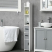 COLONNA BAGNO CON MENSOLE E ARMADIETTI 15X17X120CM BIANCO E GRIGIO