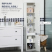 MOBILE BAGNO CON 5 RIPIANI REGOLABILI ANTE SENZA MANIGLIE 30X28X152.5CM BIANCO