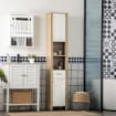 MOBILE BAGNO ALTO CON CASSETTO 2 RIPIANI APERTI REGOLABILI 37X30X184 CM BICOLOR