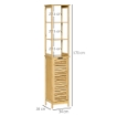 MOBILE BAGNO A 3 RIPIANI E CREDENZA DESIGN A DOGHE 34X30X173CM LEGNO NATURALE
