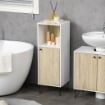 Il numero 1 del risparmio-MOBILE BAGNO CON RIPIANO APERTO E ARMADIETTO  31.5X30X91CM QUERCIA E BIANCO