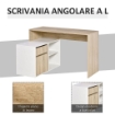 SCRIVANIA SALVASPAZIO ANGOLARE PER COMPUTER IN LEGNO ROVERE E BIANCO