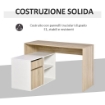 SCRIVANIA SALVASPAZIO ANGOLARE PER COMPUTER IN LEGNO ROVERE E BIANCO