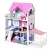 CASA DELLE BAMBOLE IN LEGNO PER BAMBINI 3+ ANNI CON 12 ACCESSORI ROSA