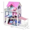 CASA DELLE BAMBOLE IN LEGNO PER BAMBINI 3+ ANNI CON 12 ACCESSORI ROSA