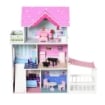 CASA DELLE BAMBOLE IN LEGNO PER BAMBINI 3+ ANNI CON 12 ACCESSORI ROSA