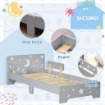 LETTO PER BAMBINI 3-6 ANNI CON STELLE E LUNA 143 X 76 X H49 CM