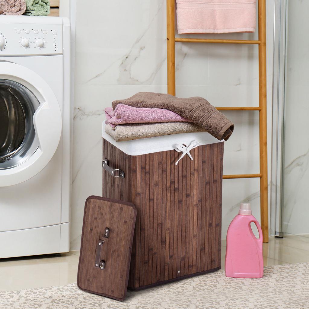 Cesto portabiancheria alto rettangolare con coperchio 52 litri grigio 7house