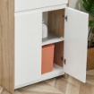 MOBILE BAGNO MULTIUSO CON ARMADIETTO E CASSETTO 60X30X90CM COLOR LEGNO E BIANCO