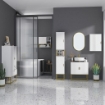 MOBILE BAGNO SOTTOLAVABO CON ARMADIETTO 2 ANTE 60X30X65 CM BIANCO E ORO