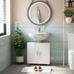 MOBILE SOTTO LAVABO A U CON 2 ANTE E RIPIANO INTERNO 60X30X60CM BIANCO