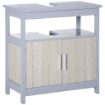 MOBILE SOTTOLAVABO BAGNO CON ARMADIETTO E RIPIANO 60X30X62CM GRIGIO E LEGNO