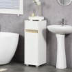 MOBILETTO BAGNO CON CASSETTO E ARMADIETTO IN LEGNO 30X33X88CM BIANCO