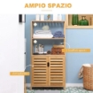 MOBILETTO BAGNO CON 2 RIPIANI APERTI E ARMADIETTO A 2 ANTE 60X30X120CM NATURALE