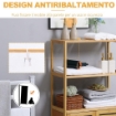 MOBILETTO BAGNO CON 2 RIPIANI APERTI E ARMADIETTO A 2 ANTE 60X30X120CM NATURALE