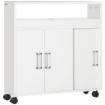 MOBILETTO BAGNO CON PORTE SCORREVOLI E RUOTE 70X20X71CM BIANCO