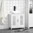 MOBILETTO DA BAGNO SOTTOLAVABO A 2 ANTE CON RIPIANI 60X30X60CM BIANCO