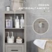 MOBILETTO BAGNO SALVASPAZIO CON RIPIANI E CASSETTO IN LEGNO 40X30X89CM GRIGIO