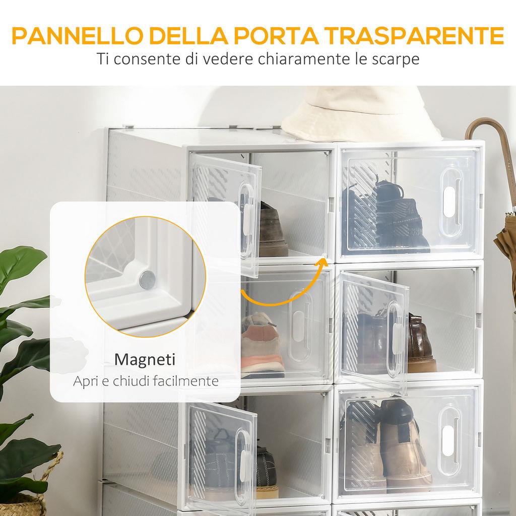 Armadio Scarpiera Modulare 6 Cubi In Plastica Bianco – 75x37x73 Cm, Vani 35x35 Cm, Carico Max 15 Kg Per Vano, Facile Da Montare, Salvaspazio
