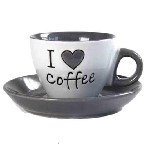 Il numero 1 del risparmio-SET 6 TAZZE DA CAFFE' CON PIATTINO I LOVE COFFEE  IN COLORI ASSORTITI